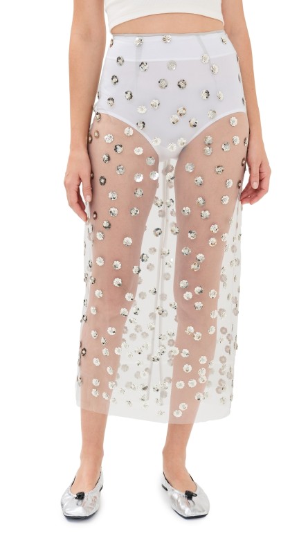 Cecilie Bahnsen Gus Skirt Sequin Blossom Tulle Clear Clear