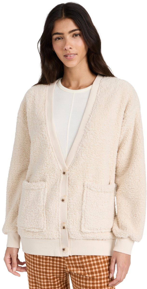PJ Salvage Shearling Cardigan Oatmeal