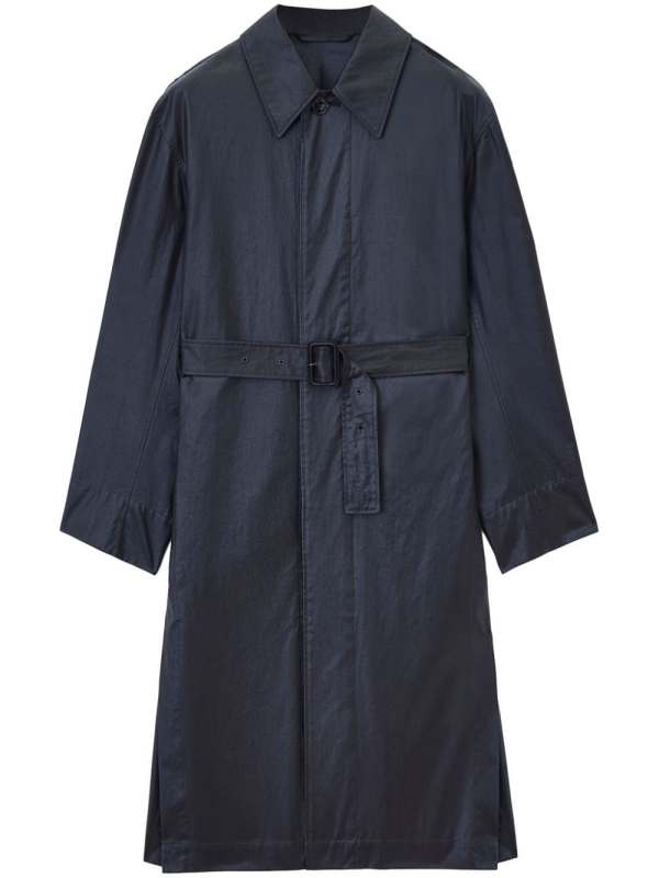slit belted rain coat