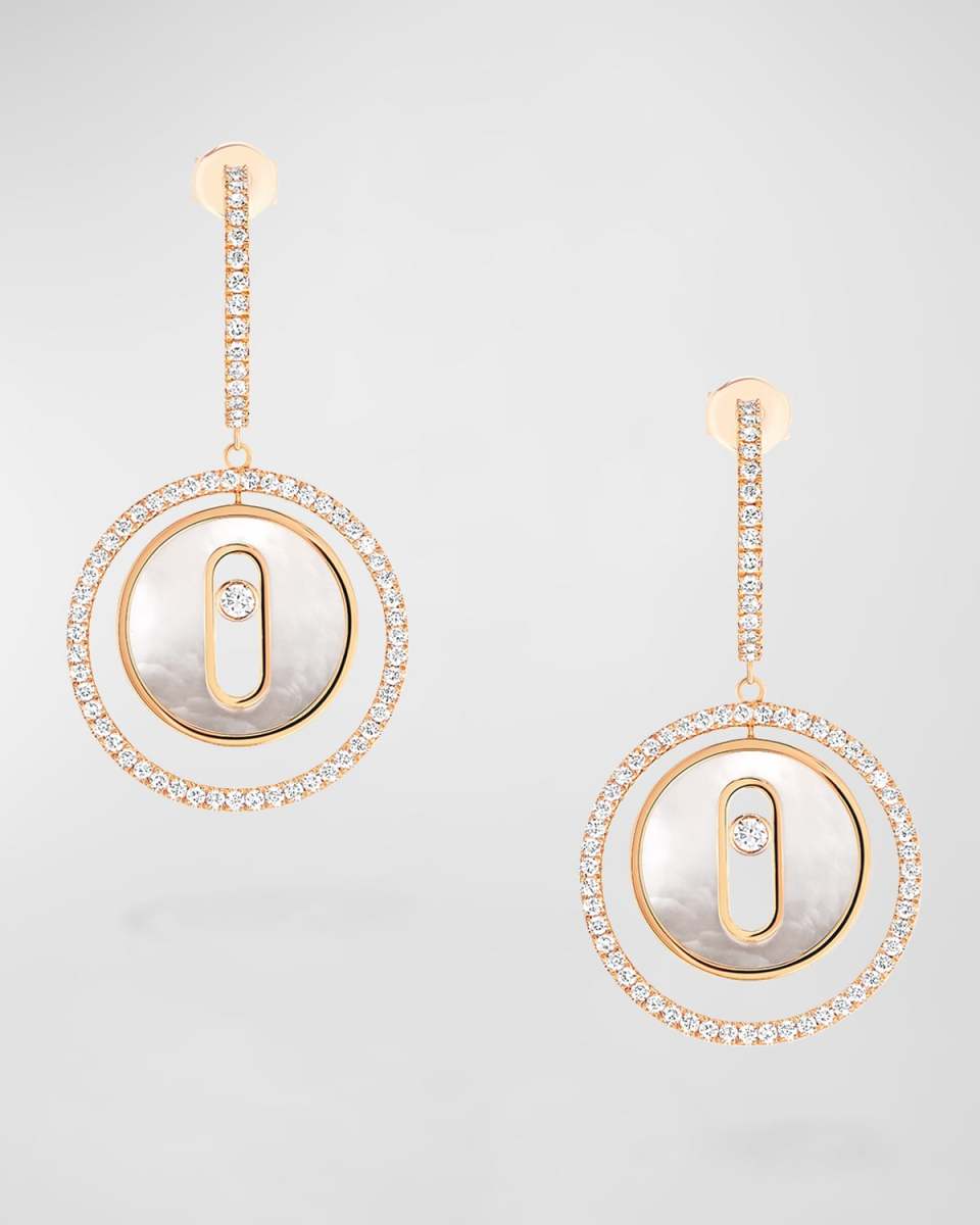 LUCKY MOVE 18K ROSE GOLD MOTHER OF PEARL & DIAMOND EARRINGS
