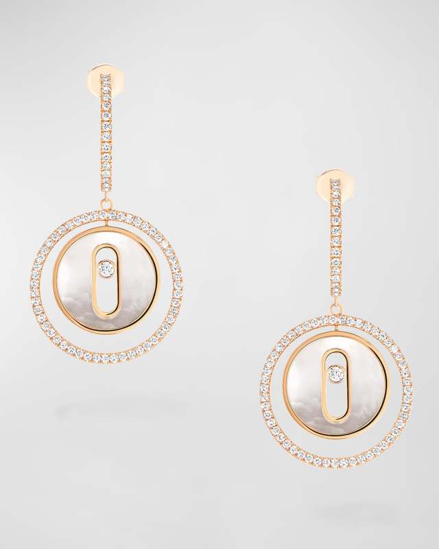 LUCKY MOVE 18K ROSE GOLD MOTHER OF PEARL & DIAMOND EARRINGS