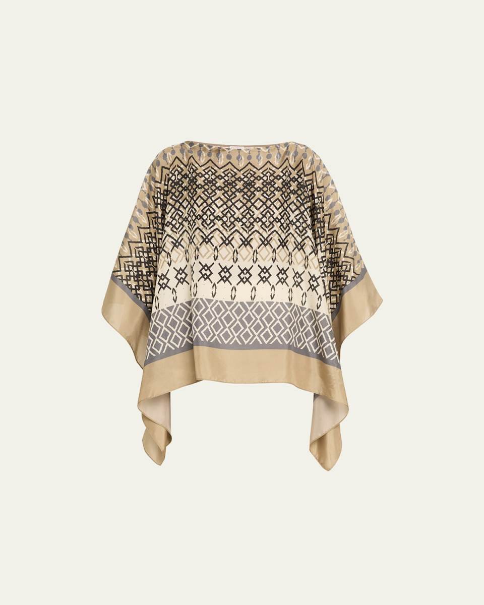 Mediterraneo Print Silk Poncho