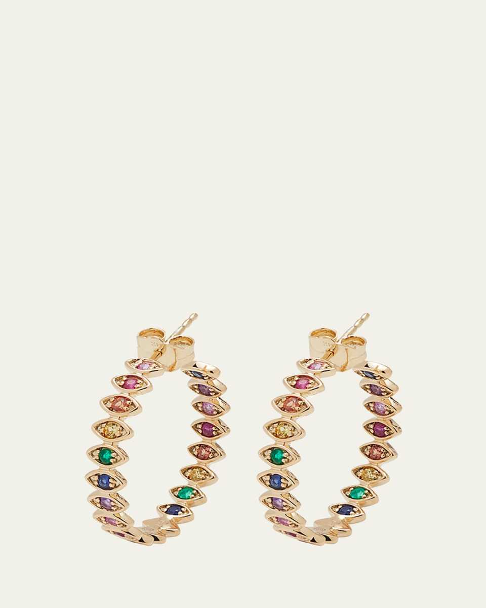 Marquis Evil Eye Hoop Earrings in Rainbow, Medium