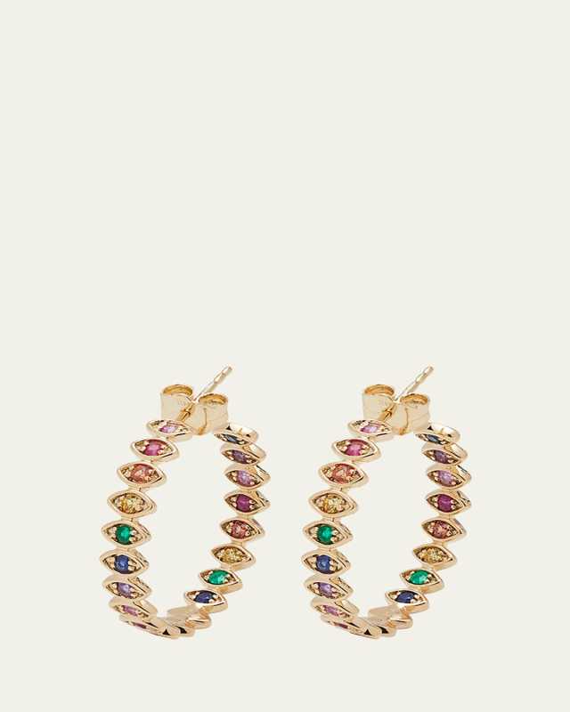 Marquis Evil Eye Hoop Earrings in Rainbow, Medium