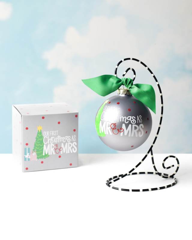 Our First Christmas as Mr. & Mrs. Christmas Ornament with Stand, Personalized