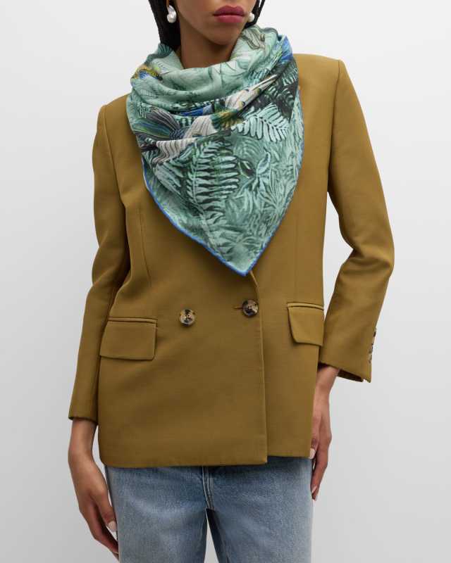 Cashmere & Silk Humming Bird Printed Scarf