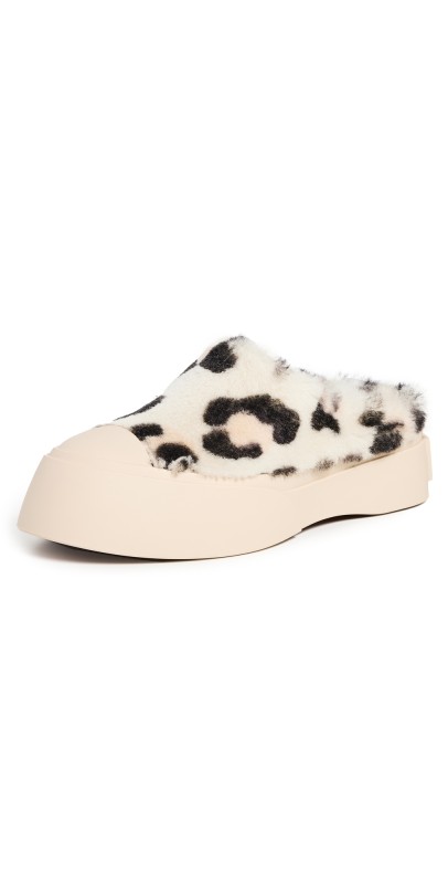 Marni Shearling Slides White/Grey