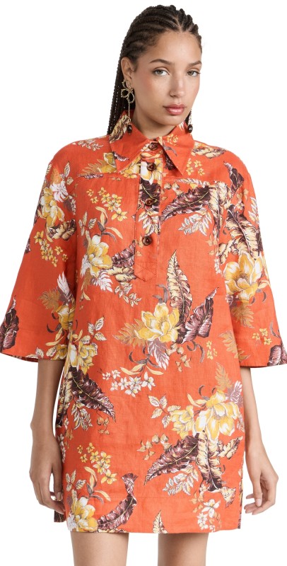Zimmermann Matchmaker Tunic Dress Red Tropical Floral