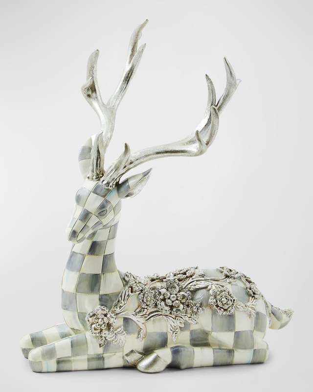 Sterling Check Resting Garland Deer