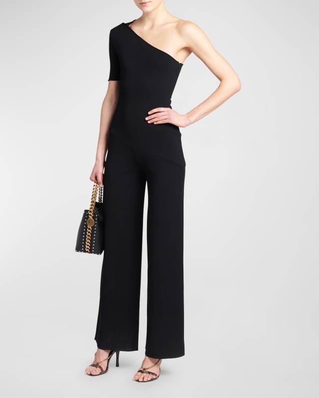 Compact Knit One-Shoulder Jumpsuit