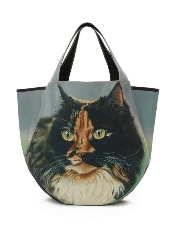 Maxi Cat-print canvas tote bag