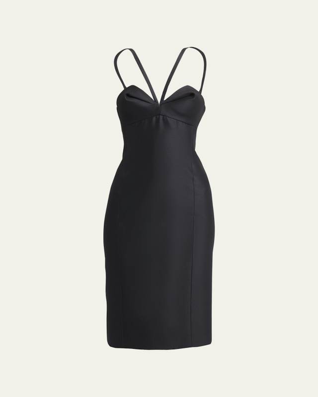Sculptural Bust Sleeveless Crepe Dress