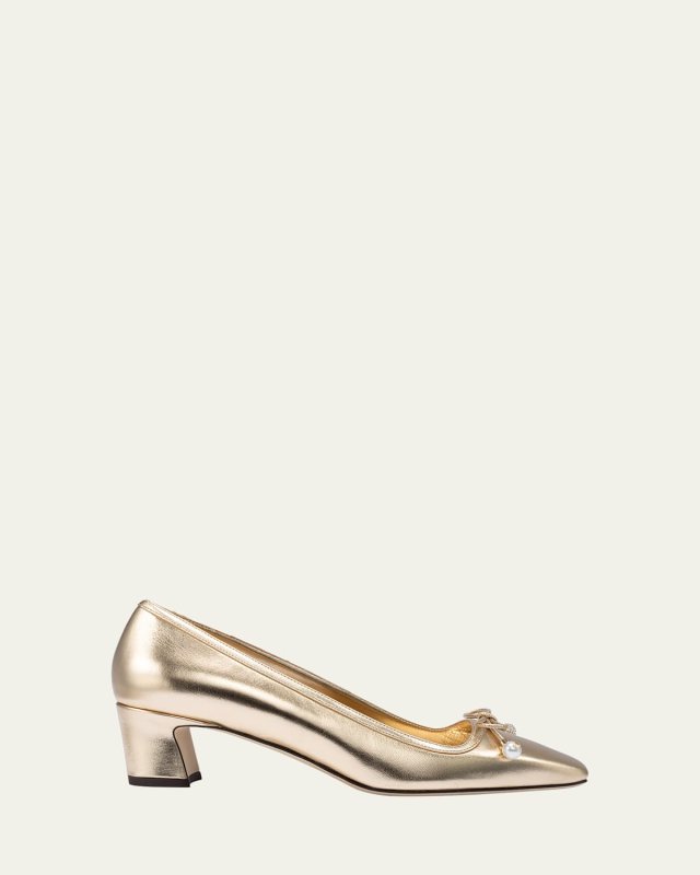 Elme Metallic Bow Ballerina Pumps