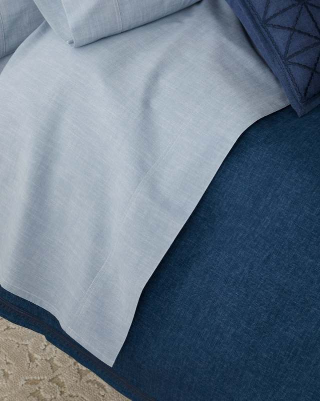 Workshirt Chambray Flat Sheet, QUEEN