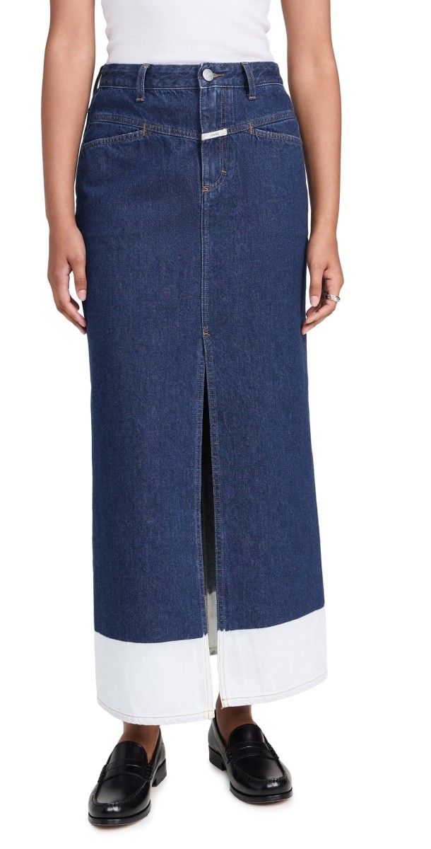 Closed Long X-Pocket Skirt Mid Blue