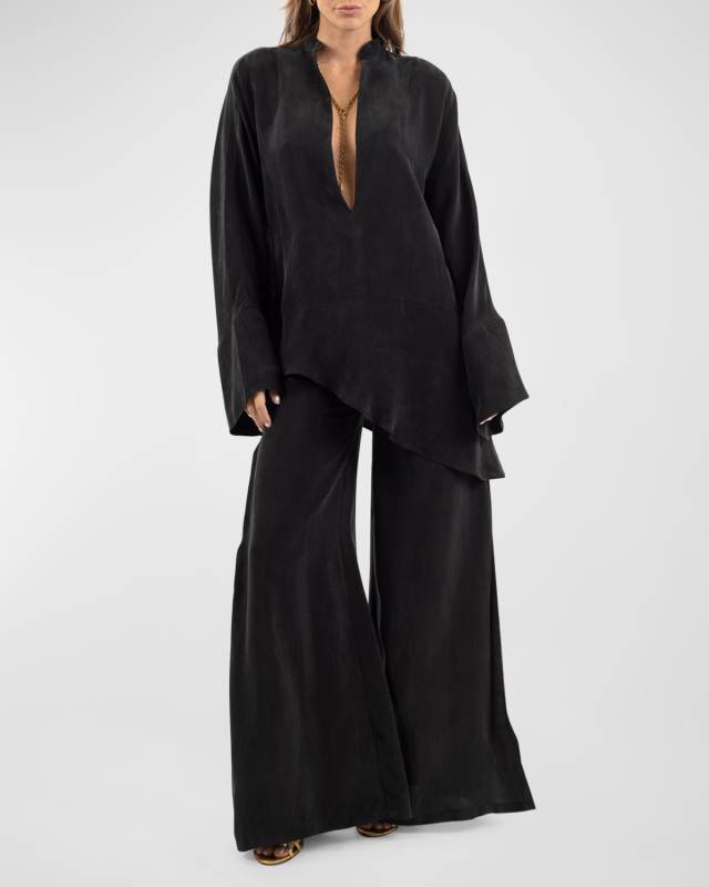 Hera Wide-Leg Vegan Silk Pants