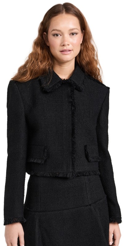 Juun. J Tweed Zip Up Blouson Blazer Black