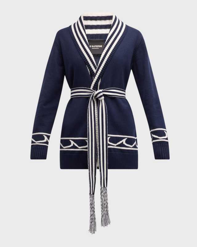 White Cap Cashmere-Blend Boyfriend Cardigan