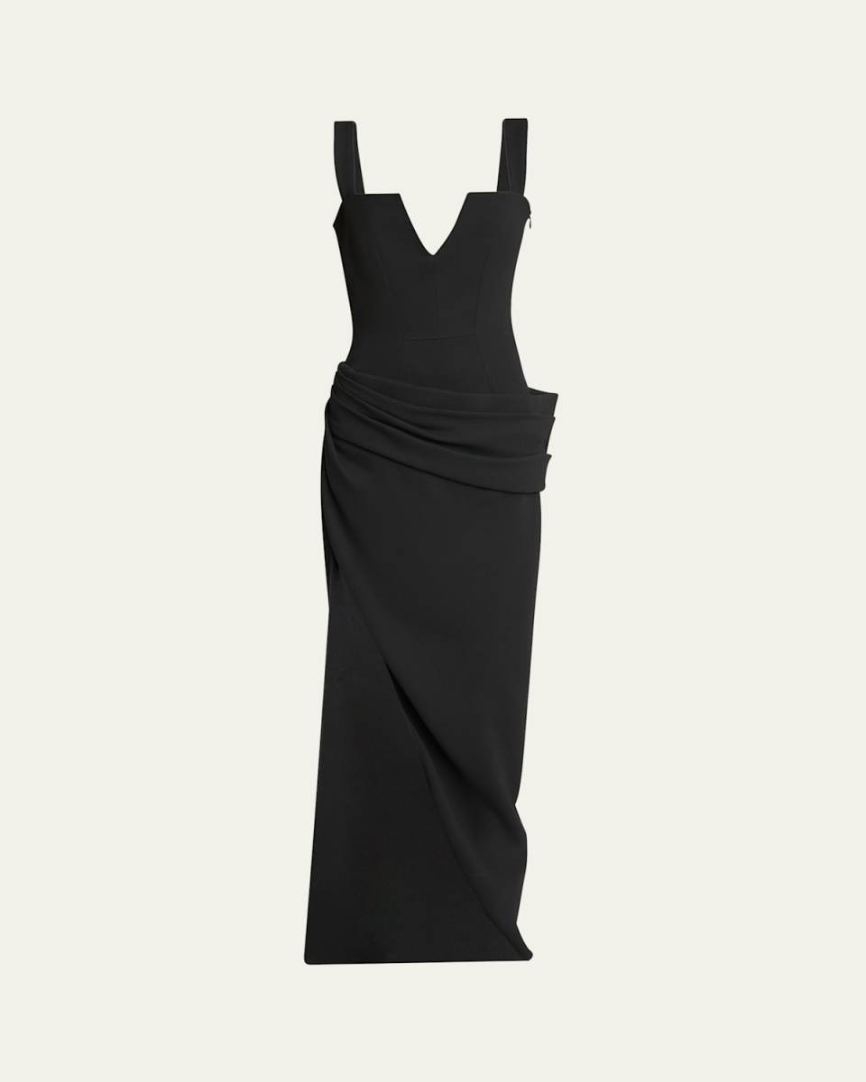 Draped Sleeveless Slit Gown