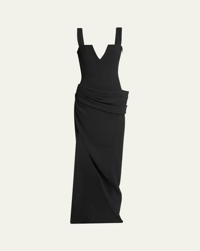 Draped Sleeveless Slit Gown