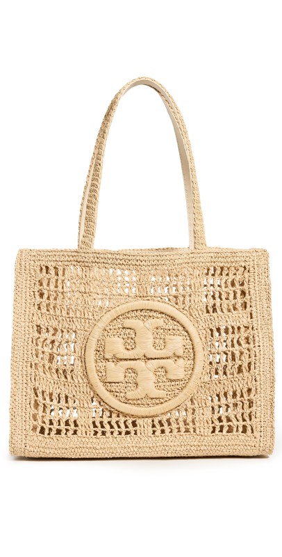 Tory Burch Ella Hand Crocheted Small Tote Natural