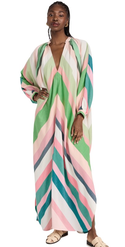 MARRAKSHI LIFE V Neck Touareg Dress Future Stripe - Rainbow