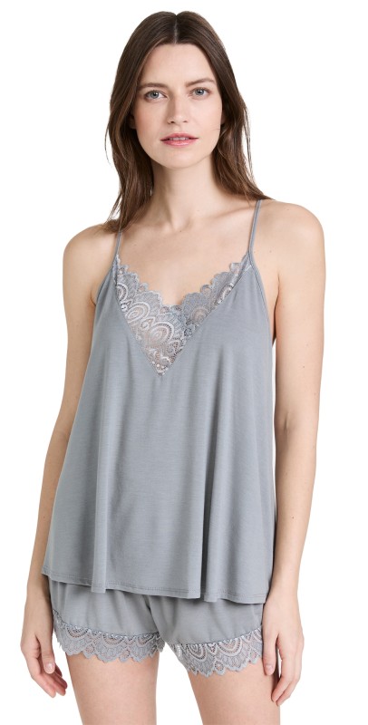 Flora Nikrooz Floretta II Knit Cami Pajama Set with Lace Trim Metal