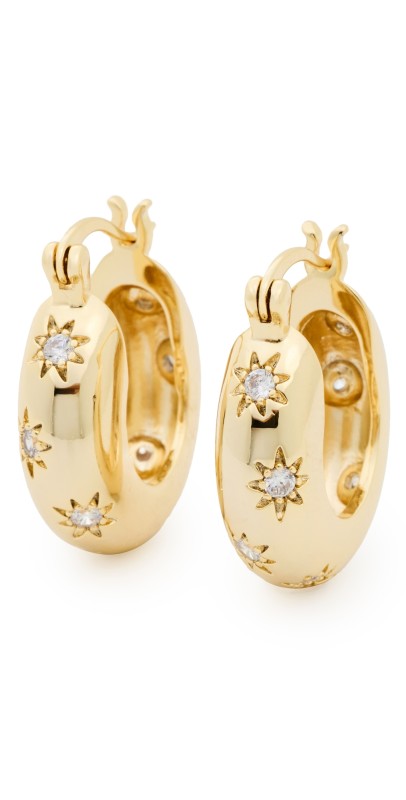 By Adina Eden Starburst Bubble Hoop Earrings Gold