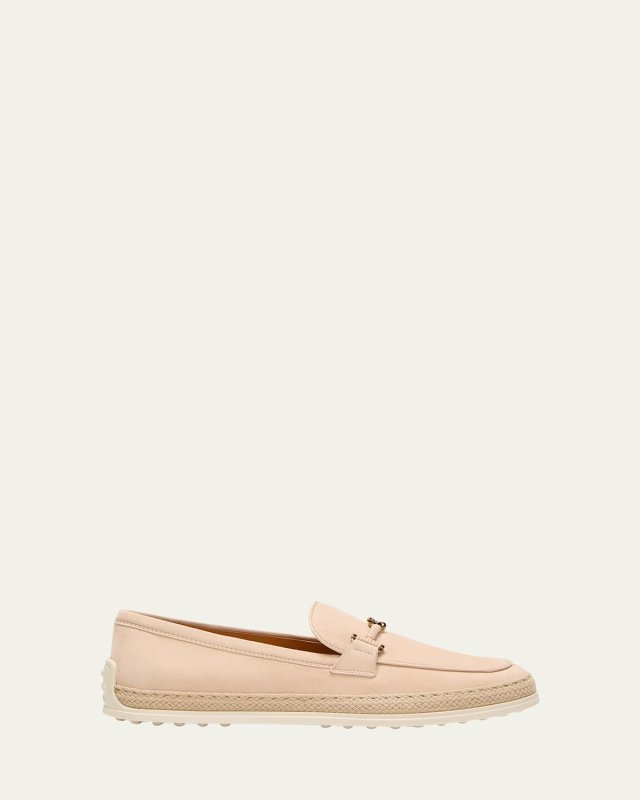 Gomma Suede T-Ring Espadrille Driver Loafers