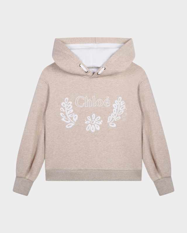 Girl's Logo Embroidered Hoodie, Size 4-