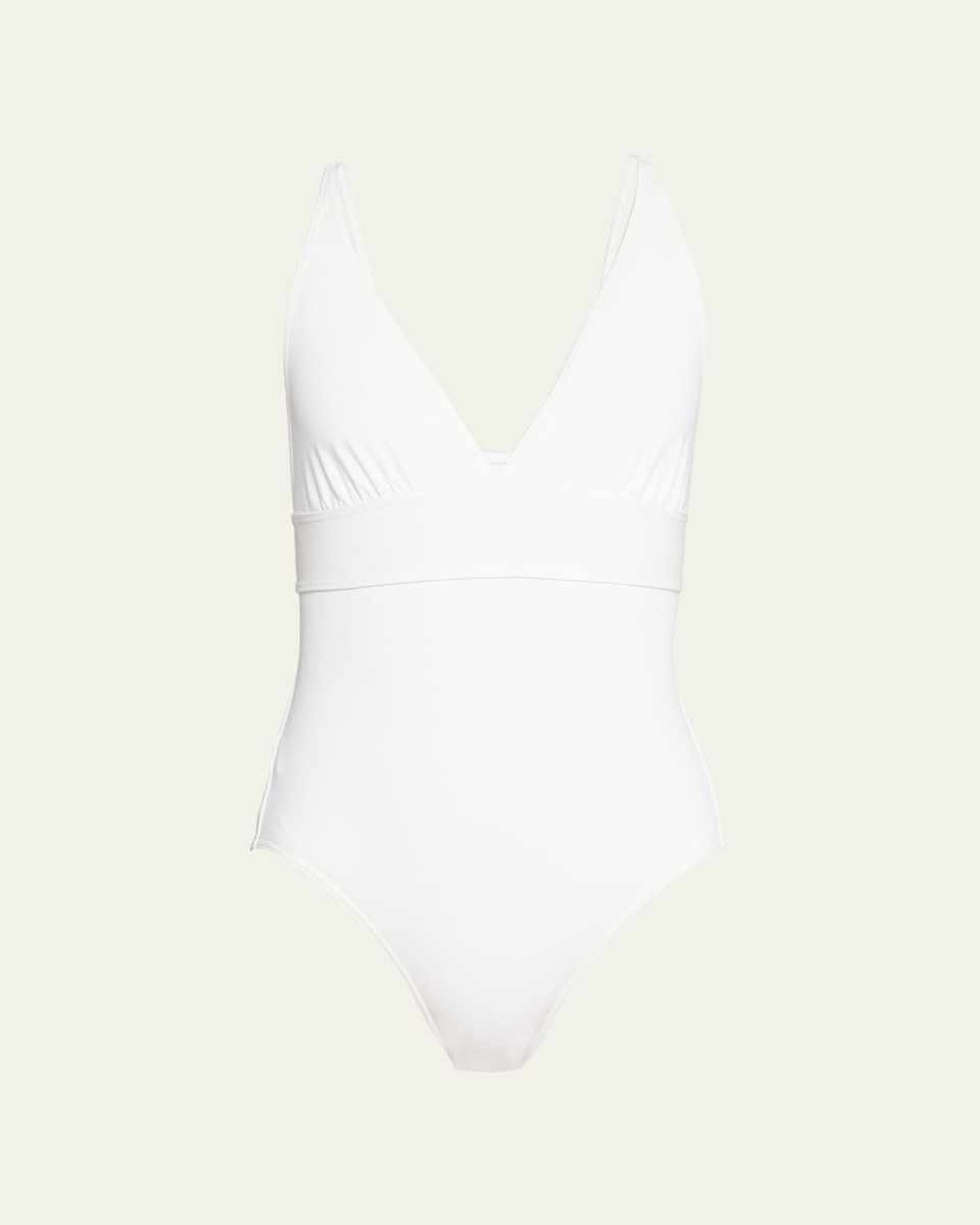 Larcin Deep V Triangle One-Piece Swimsuit