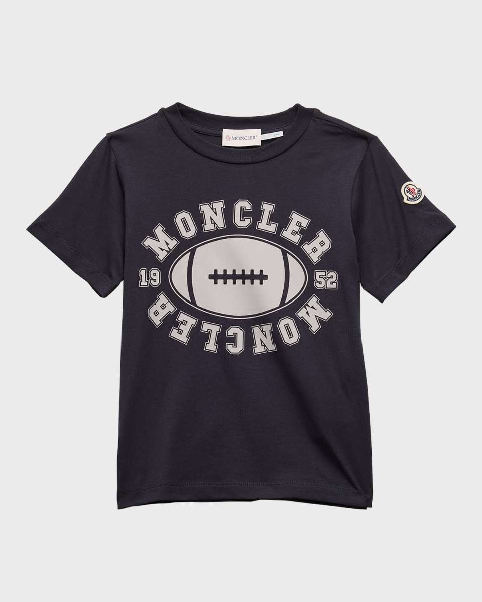 Boy's Football-Inspired Logo-Print T-Shirt, Size 4-6