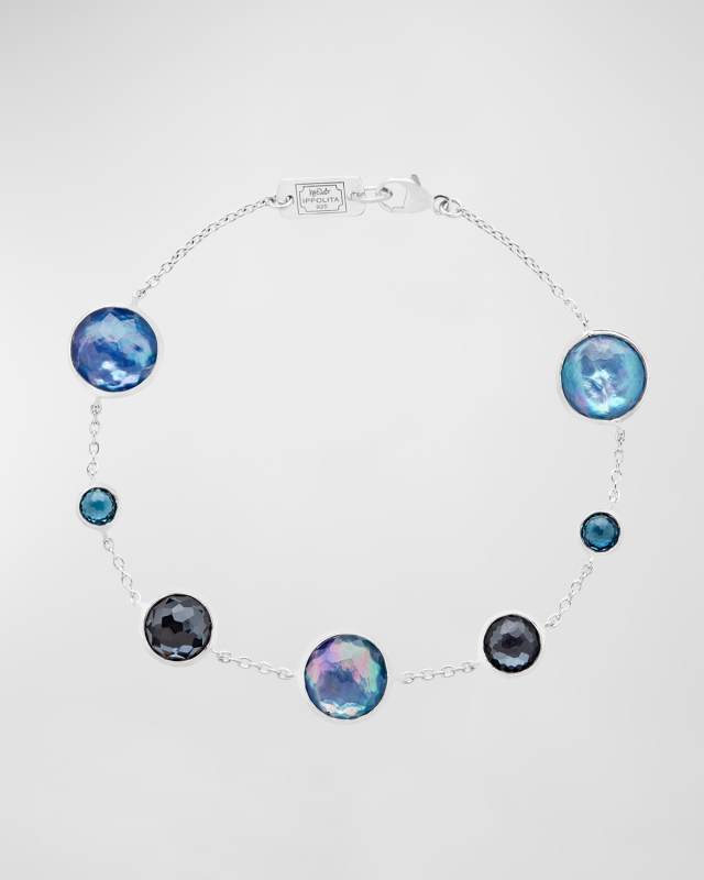 7-Stone Link Bracelet in Sterling Silver