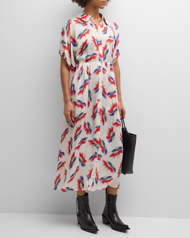 The Raven Button-Front Midi Dress