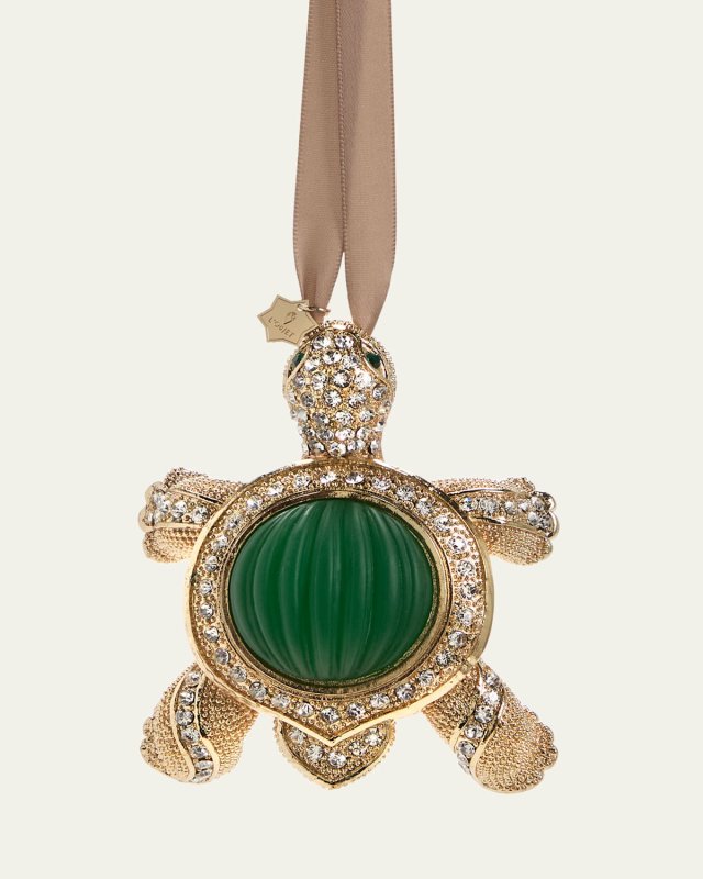 Crystal-Embellished Turtle Christmas Ornament