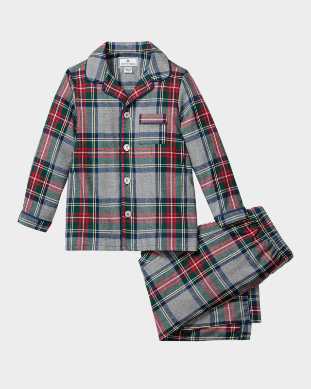 Boy's Westminster Tartan-Print Pajama Set, Size 6M-14