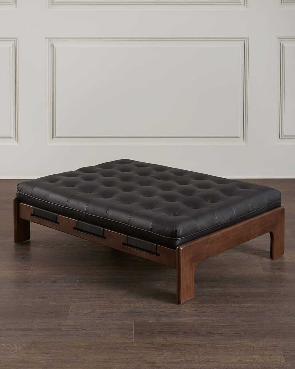 Halston Leather Cocktail Ottoman