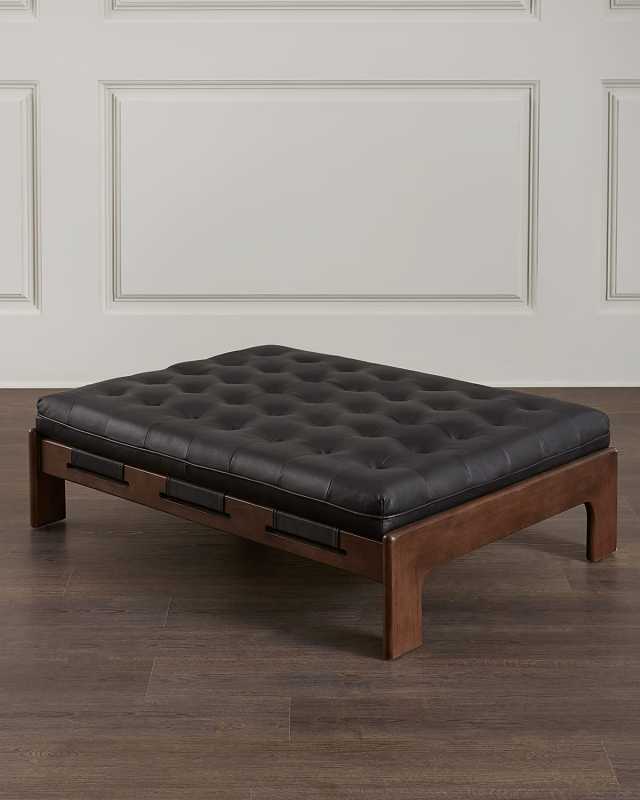 Halston Leather Cocktail Ottoman