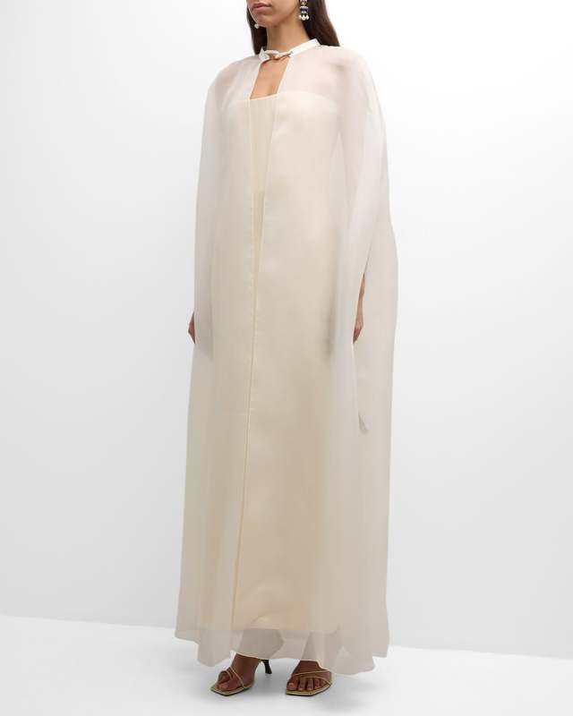 Rowena Silk Cape with Chain Detail