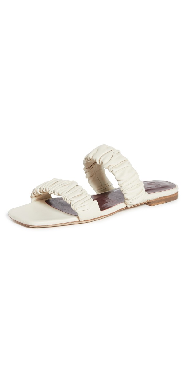 STAUD Maya Ruched Sandals Cream