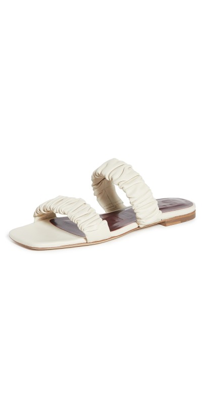 STAUD Maya Ruched Sandals Cream