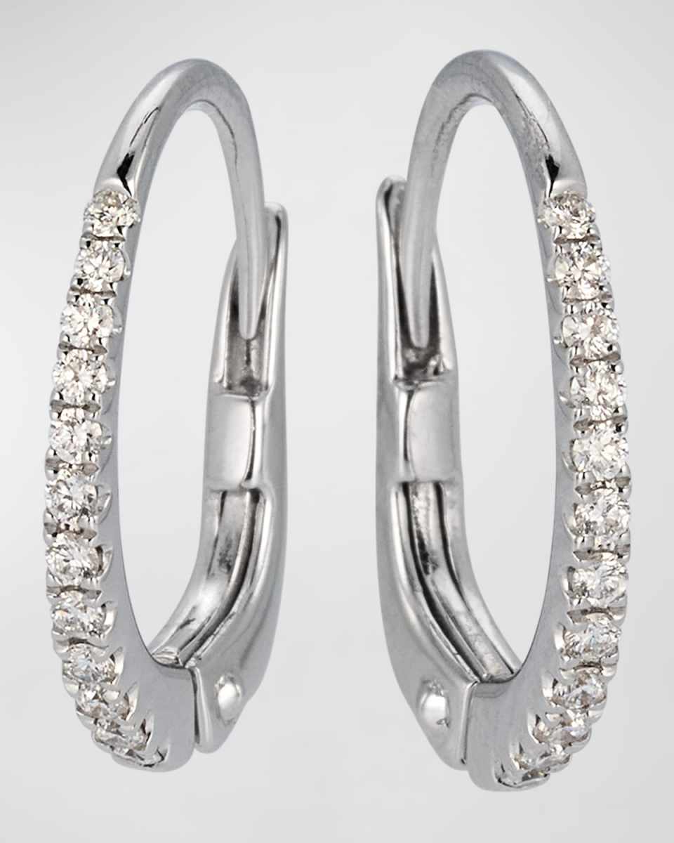 Sparkle 18K White Gold Pave Diamond Huggie Hoop Earrings