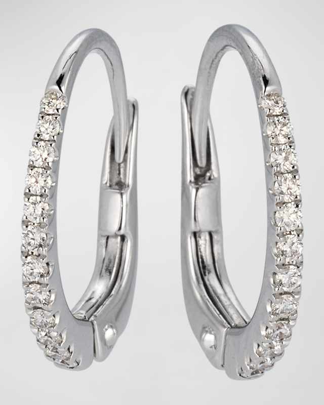 Sparkle 18K White Gold Pave Diamond Huggie Hoop Earrings