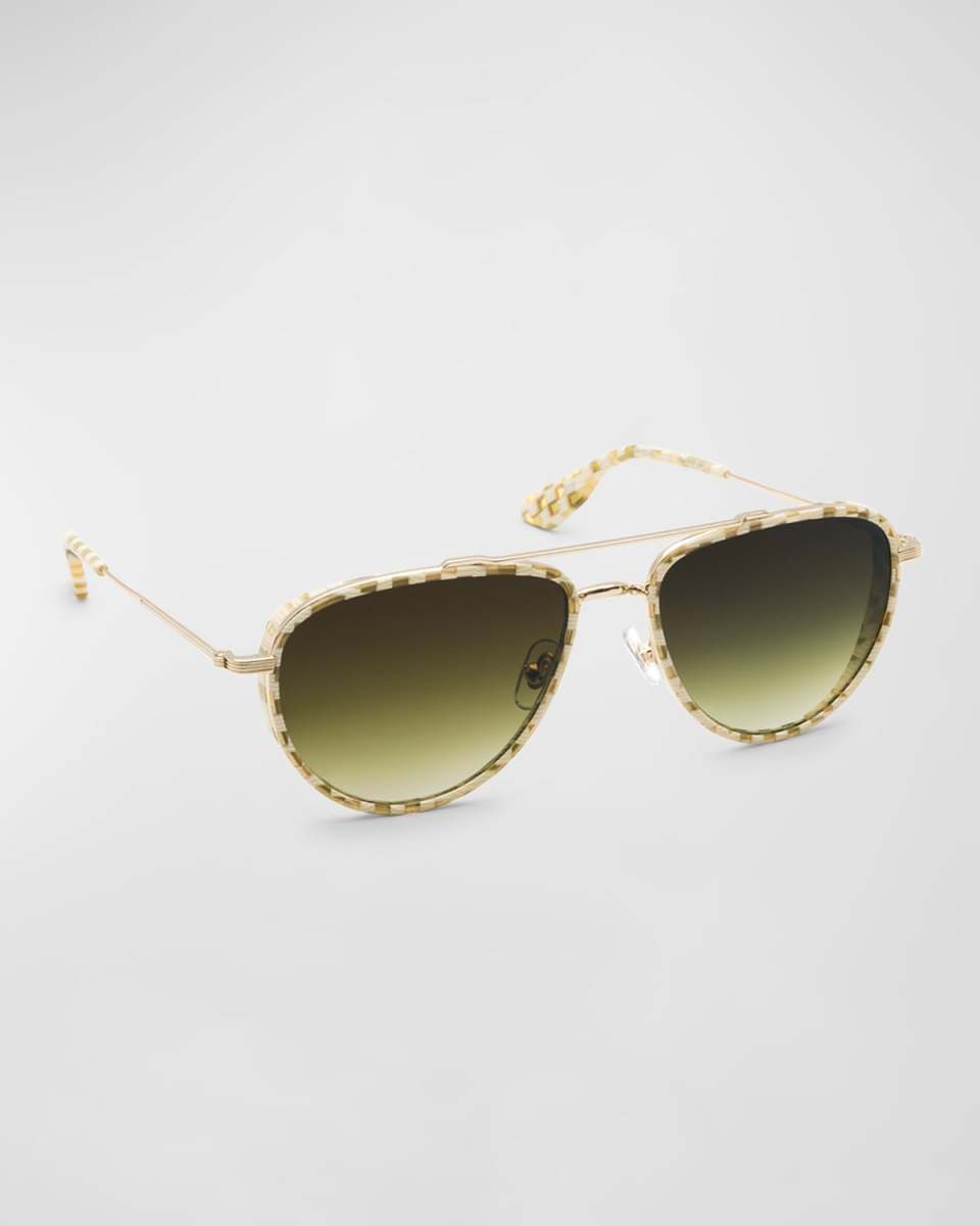 Coleman Checkered Mixed-Media Aviator Sunglasses