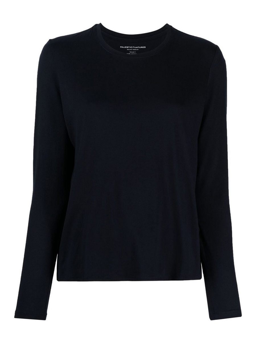 Majestic Filatures Pull Col Rond - Bleu