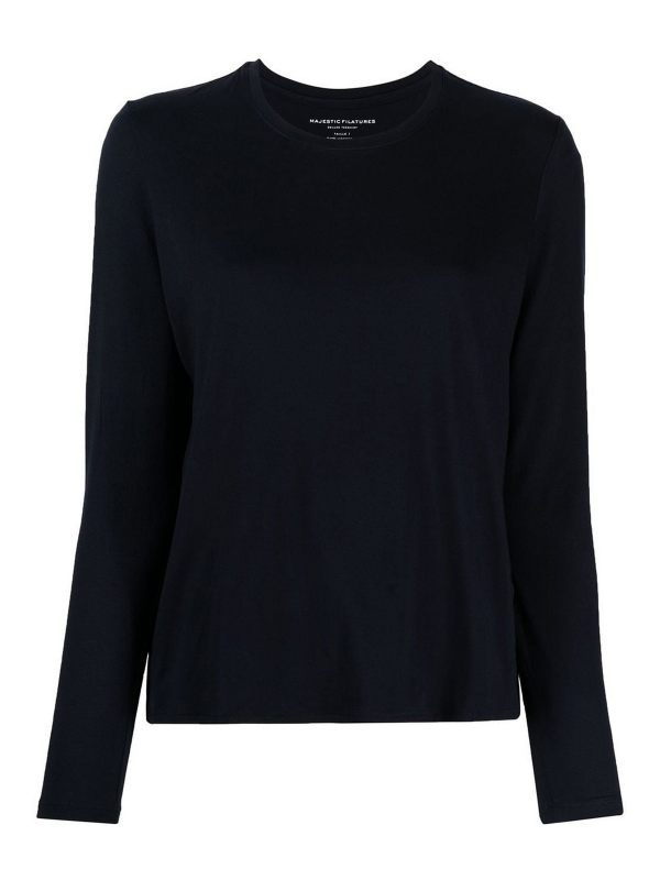 Majestic Filatures Pull Col Rond - Bleu