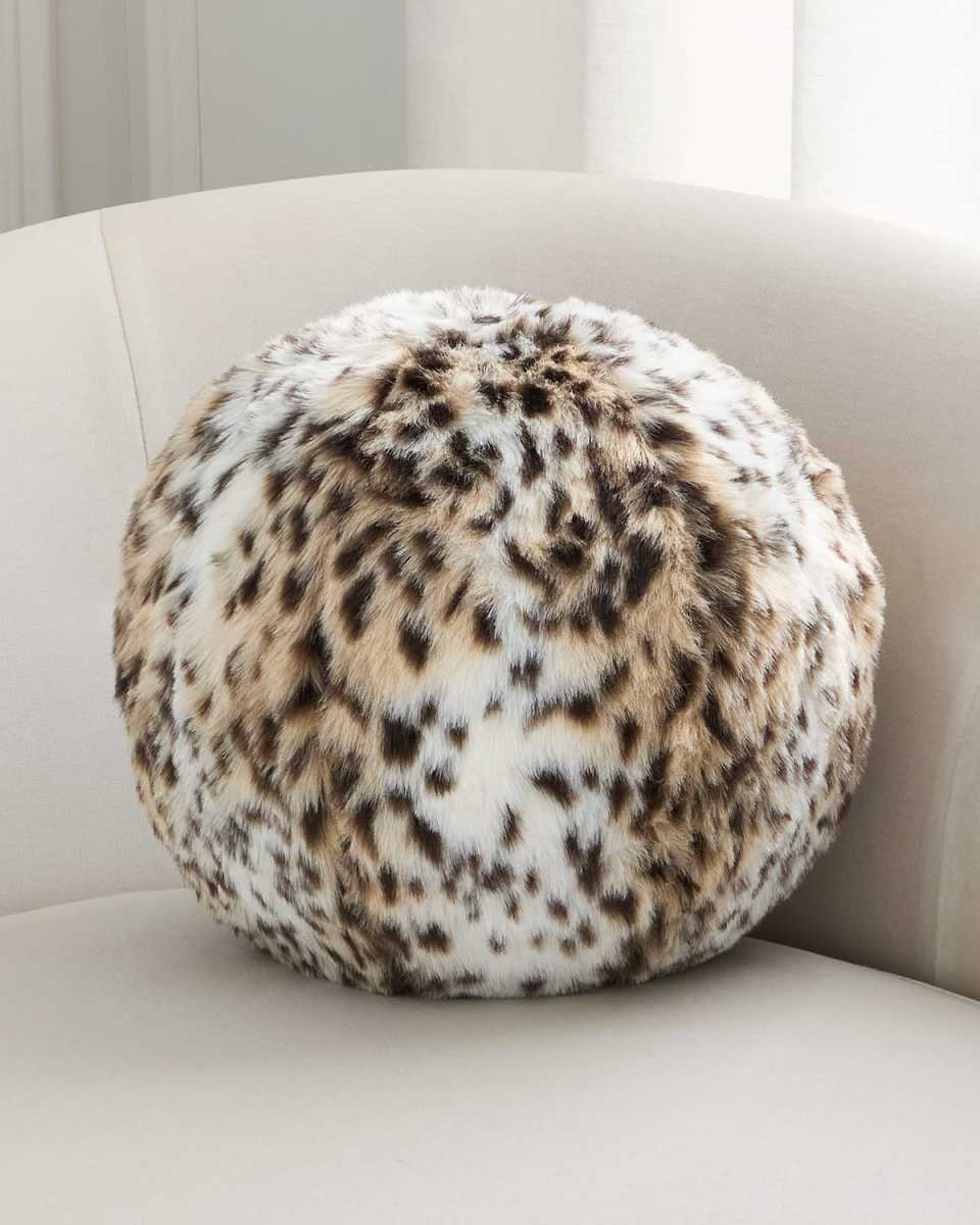 Cheetah Faux Fur Ball Pillow