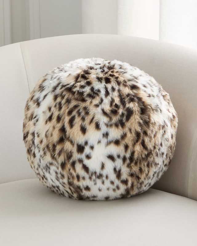 Cheetah Faux Fur Ball Pillow