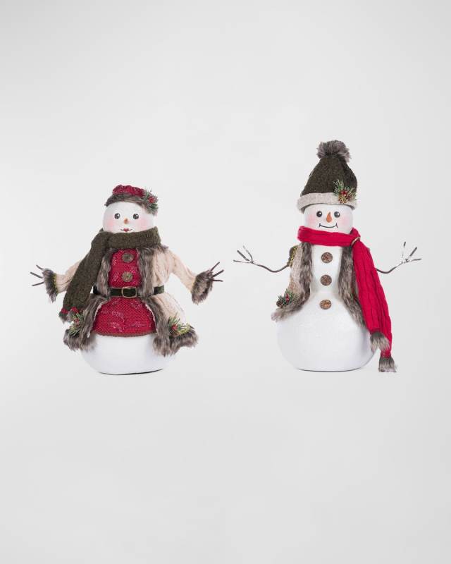 Mr. and Mrs. North Country Snowman Figures, Set of 2