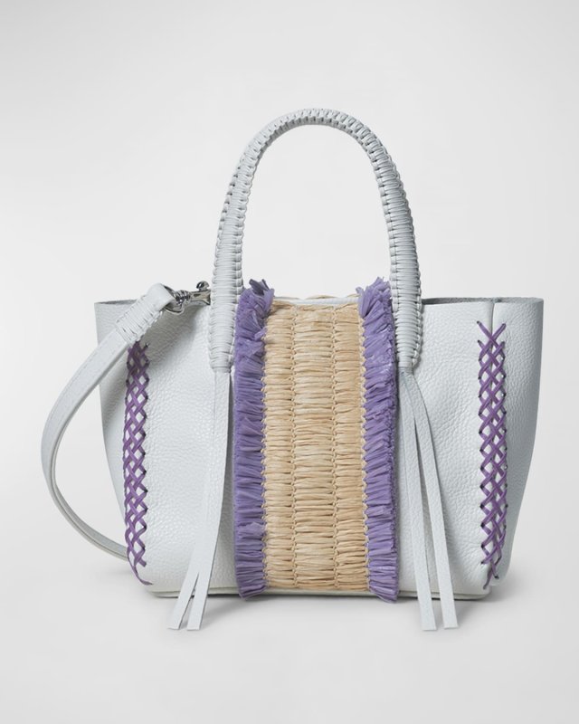 Micro Leather & Raffia Tote Bag